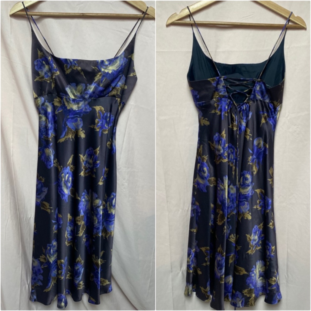 Y2K Daniel & Rebecca Silk Floral Dress Size US 4 Whimsigoth Dark Fairy Vintage